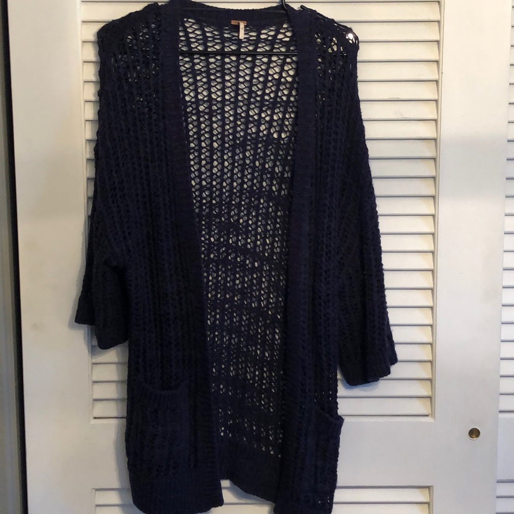 Freepeople Navy blue cardigan large weave